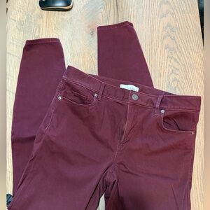 Loft Burgundy skinny jeans